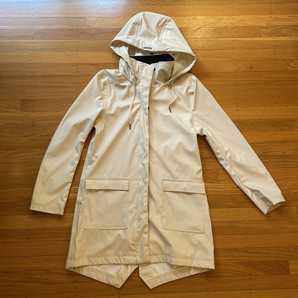 Mia Melon rain jacket coat mid length size small